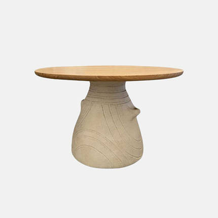 Стіл обідній Глечик круглий нерозкладний столик кавовий невеликий дерев'яний сучасний для кухні кафе ресторану дуб, фото 1