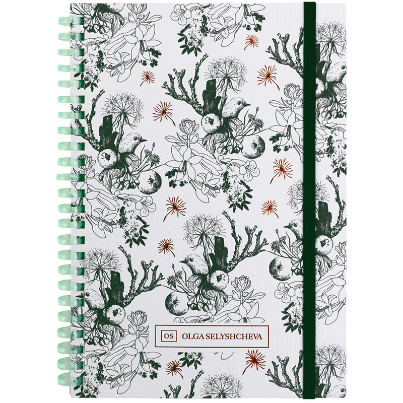 Блокнот пруж. А5 80арк. кліт. карт. обкл. "Green birds" №8471-3-A-OS/Axent/(1)(24), фото 1