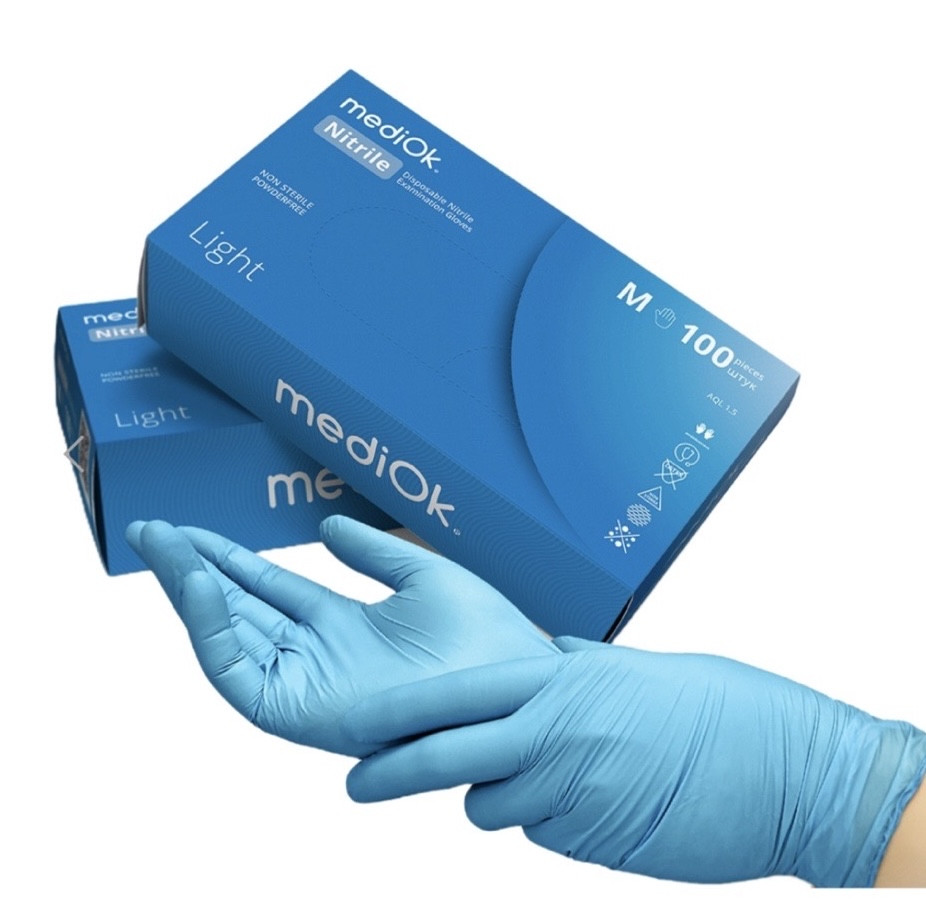 Нітрилові рукавички Mediok Light, блакитні, 100 шт.