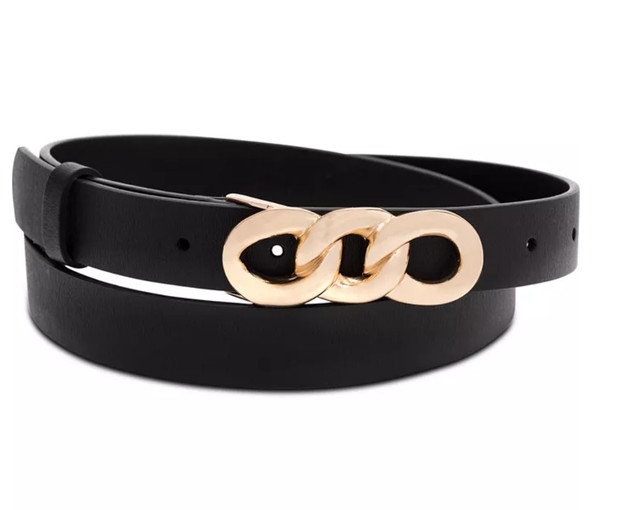 Ремень женский с золотистой пряжкой. Узкий пояс из экокожи, стильный аксессуар к платью, джинсам, юбке Ремень женский с золотистой пряжкой. Узкий пояс из экокожи, стильный аксессуар к платью, джинсам, юбке