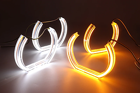 Ангельські оченята BMW білі з миготливим поворотом F30 F31 F34 (premium) 120 128мм