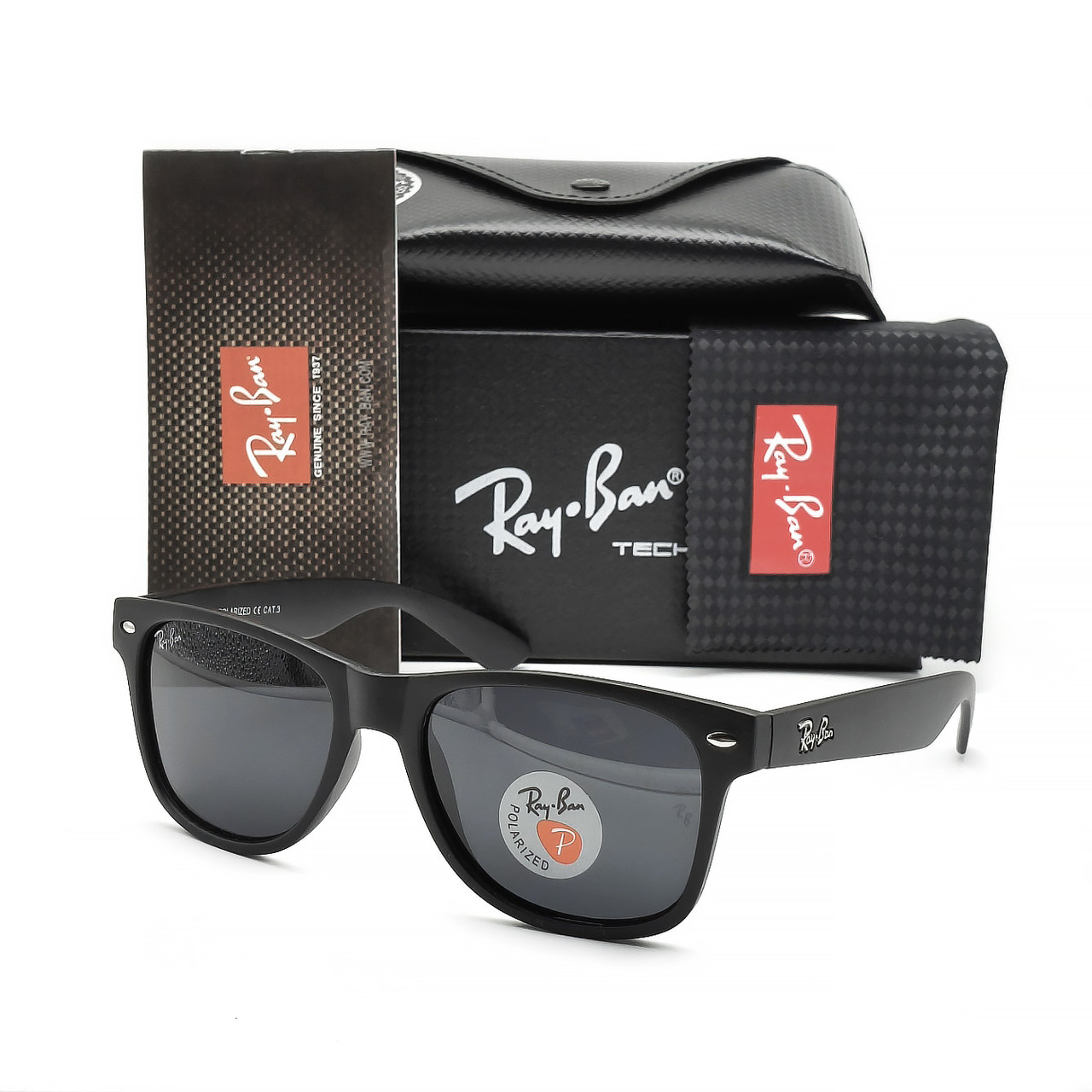 Окуляри Ray Ban Wayfarer 2140 з поляризацією, чорні, матові (carbon)