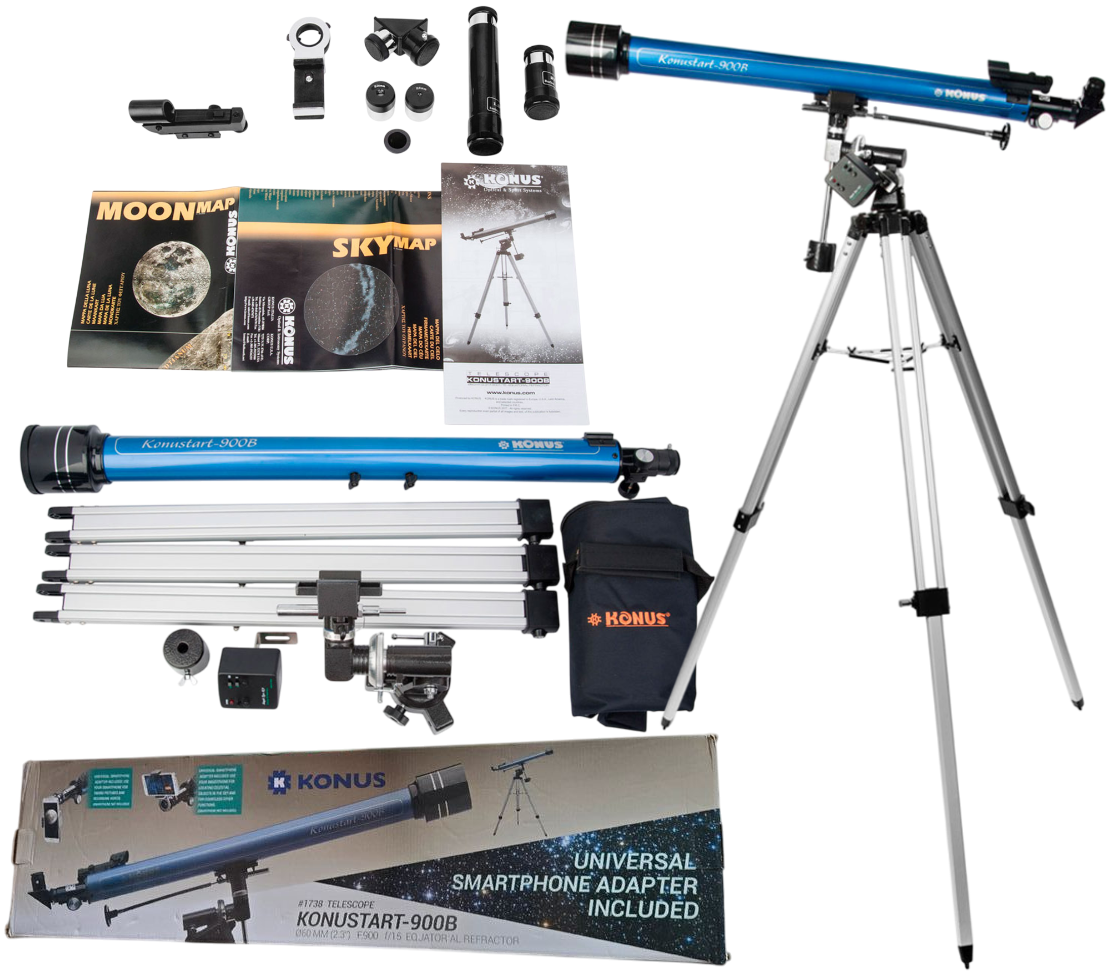 Телескоп Konus Konustart-900B | Аматорський рефрактор для дослідження планет і детального вивчення рельєфу Місяця