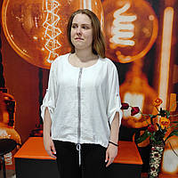 Жіночий білий бомбер на змійці без капюшона