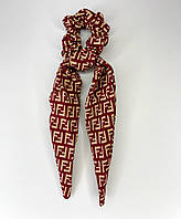 Гумка для волосся Finding Резинка твіллі в геометричний принт Марсала 7 х 27 см