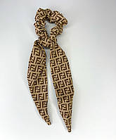 Гумка для волосся Finding Резинка твіллі в геометричний принт Коричневий 7 х 27 см