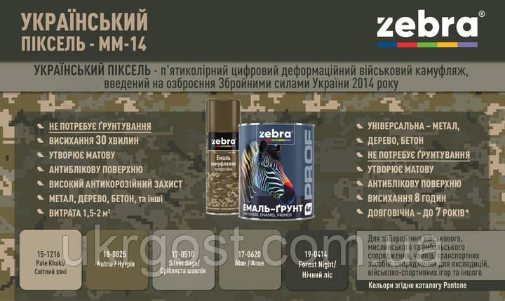 Аерозольна фарба в балончиках Камуфляжна Zebra Нутрія 18-0825 мат 400 мл, фото 3