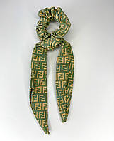 Гумка для волосся Finding Резинка твіллі в геометричний принт Зелений 7 х 27 см