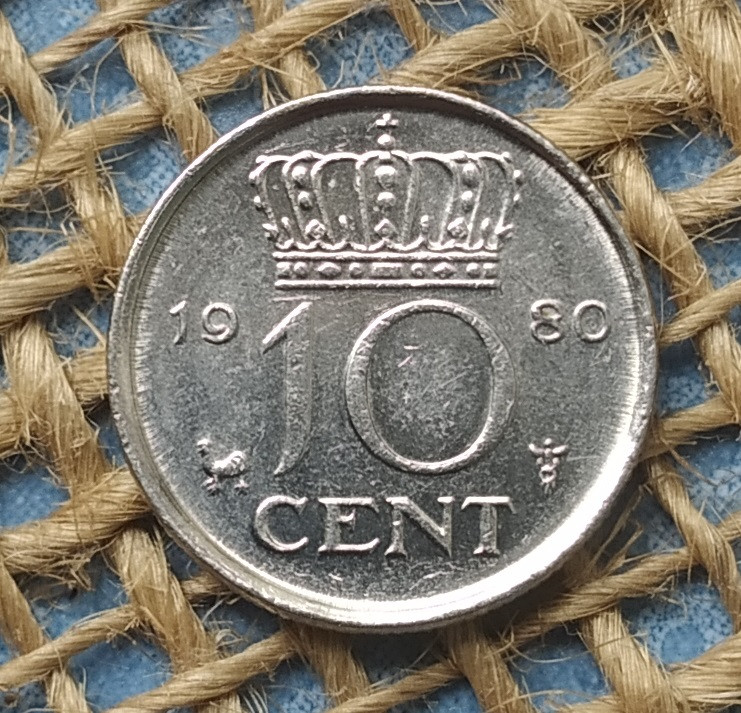 10 центiв 1980 року. Нiдерланди, фото 1