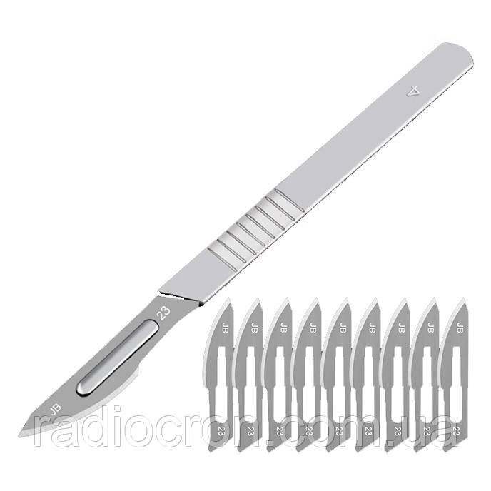 Скальпель, ніж з лезами 10шт (нержавіюча сталь)