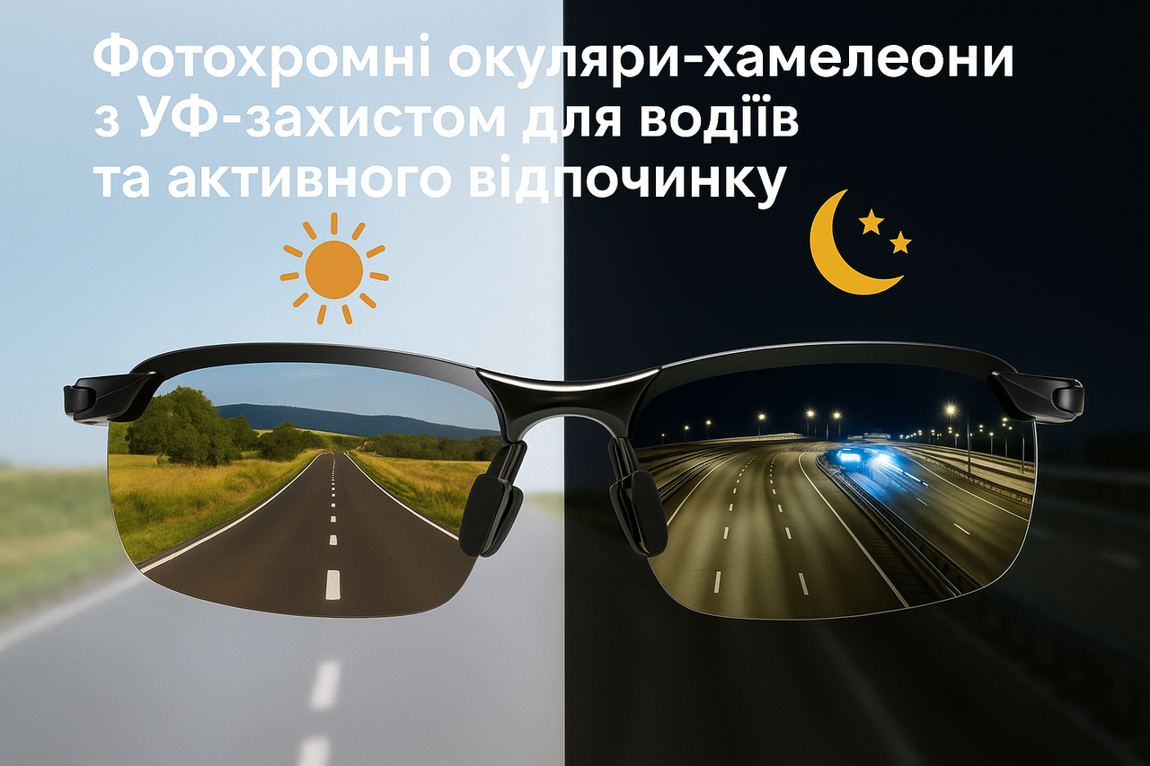 Фотохромні окуляри-хамелеони для водіїв та активного відпочинку