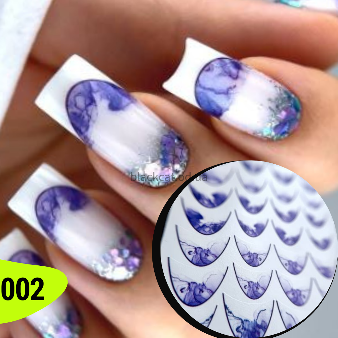 Слайдер дизайн для декору нігтів френч фіолетовий VS-nails №cu 002, фото 1