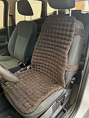 Біонакидка на автомобільне сидіння з наповнювачем гречане лушпиння Автолюкс 111х50 см Сіро-коричнева Вельвет