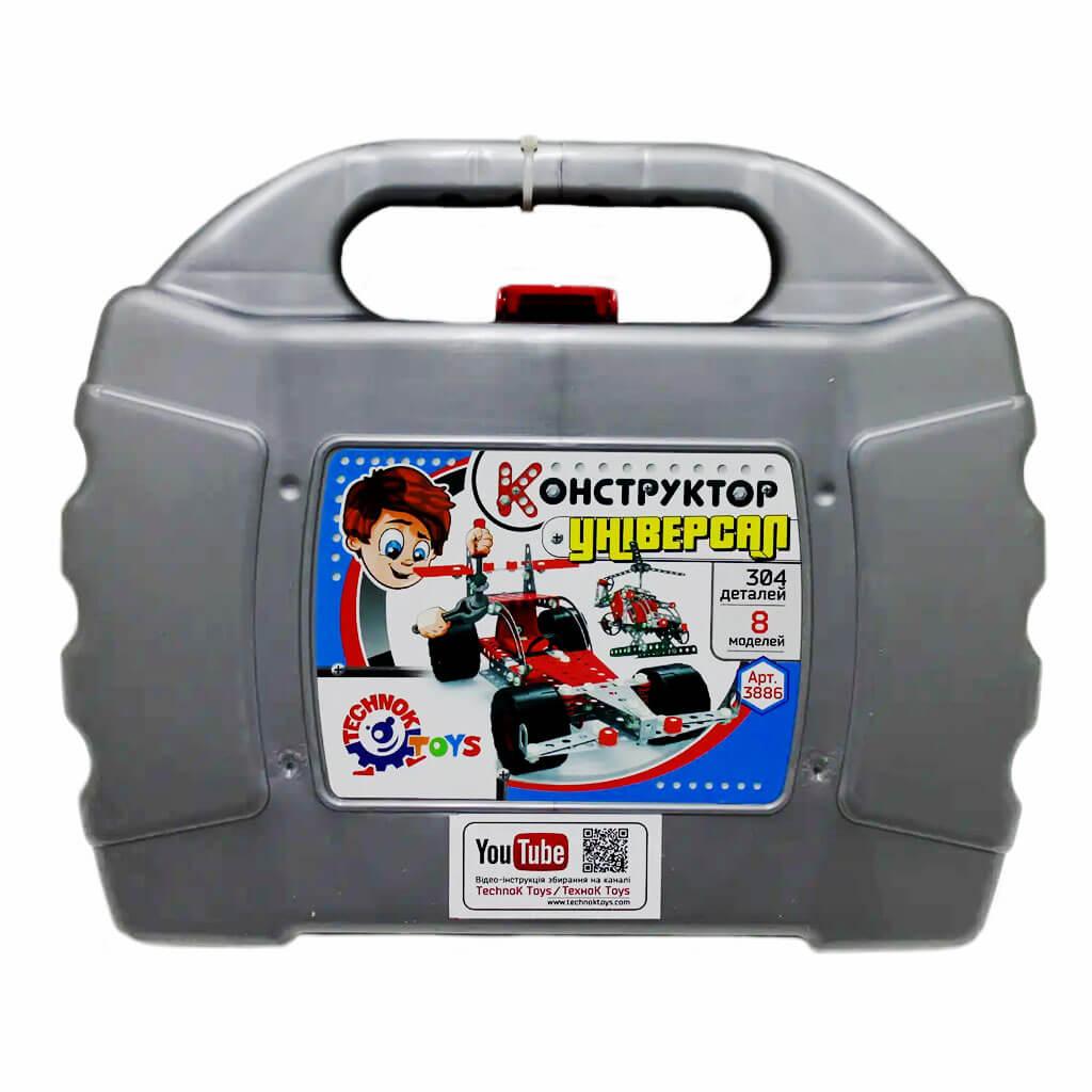Конструктор металевий ТехноК Універсал 3886В - 10 моделей, 304 деталі, кейс з інструментами, фото 1