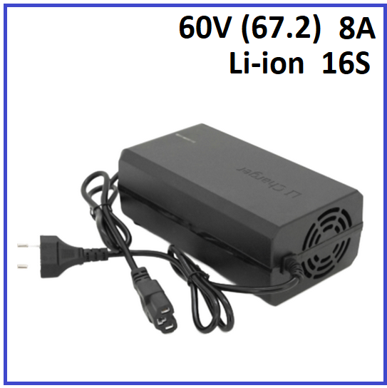 Зарядний пристрій для акумуляторів Li-Ion 60V (67.2) 16S до 8A штекер 3-pin C13