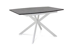 Стіл Річард 140(+40)*85 білий метал/мрамор темний