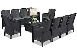 Комплект техноротанг з подовженим диваном Lido Coffee Box Max 10 антрацит Bica 64179