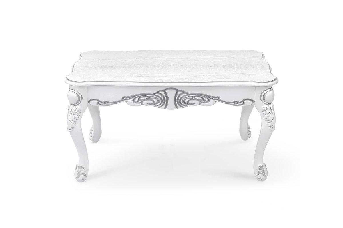 Стіл журнал Скарлетт 100*60, білий+патина срібло, фото 1