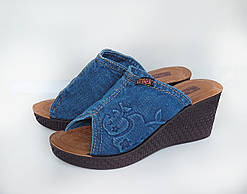 Шльопанці джинсові, жіночі на платформі 38 р