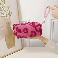 Жіноча косметичка плюшева рожева