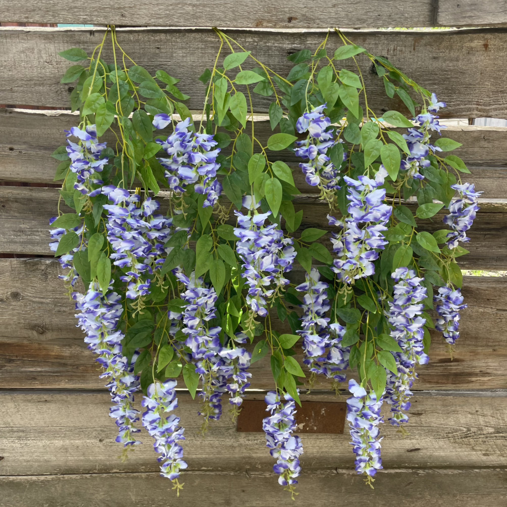 Гілка штучна гліцинія ампельна силікон 85 см блакитна (за 12 шт), фото 1