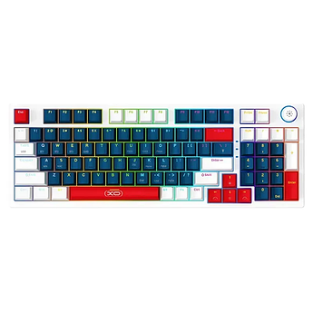 Клавіатура ігрова XO бездротова BT5.0/2.4GHz,дротова з RGB  розкладка УКР/АНГ KB-08 Blue White Red