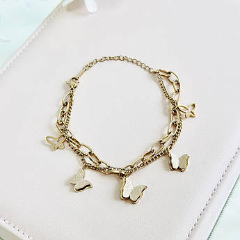 Браслет на руку Метелик в кольорі рожеве золото Біжутерія з медичного золота Гіпоалергенні прикраси