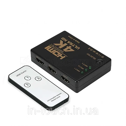 Розгалужувач HDMI HF23 на 3 пристрої з пультом black, фото 1