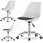 Комп'ютерний стілець з гумовими колесами VIENA з екошкірою подушкою, регуляцією по висоті, колір білий, фото 2