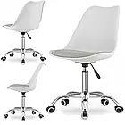 Комп'ютерний стілець з гумовими колесами VIENA з екошкірою подушкою, регуляцією по висоті, колір білий, фото 3