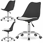 Комп'ютерний стілець з гумовими колесами VIENA з екошкірою подушкою, регуляцією по висоті, колір білий, фото 4