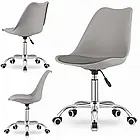 Комп'ютерний стілець з гумовими колесами VIENA з екошкірою подушкою, регуляцією по висоті, колір білий, фото 7