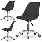 Комп'ютерний стілець з гумовими колесами VIENA з екошкірою подушкою, регуляцією по висоті, колір білий, фото 8