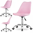 Комп'ютерний стілець з гумовими колесами VIENA з екошкірою подушкою, регуляцією по висоті, колір білий, фото 10