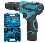 Шуруповерт з літієвим акумулятором Cordless Drill і набором інструментів у кейсі, фото 3