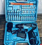 Шуруповерт з літієвим акумулятором Cordless Drill і набором інструментів у кейсі, фото 11