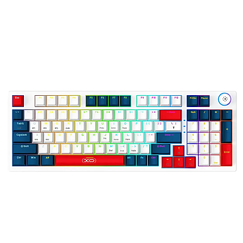 Клавіатура ігрова XO бездротова BT5.0/2.4GHz,дротова з RGB  розкладка УКР/АНГ KB-08 White Blue Red