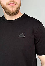 Чоловіча спортивна футболка Adidas чорна футболка Адідас люкс якість, фото 6