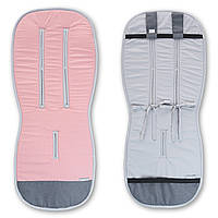 Дитячий універсальний двосторонній матрасик вкладиш у візочок  коляску із натуральних дихаючих тканин Рожевий / Сірий