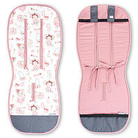 Дитячий універсальний двосторонній матрасик вкладиш у візочок  коляску із натуральних дихаючих тканин Рожевий / Мишки