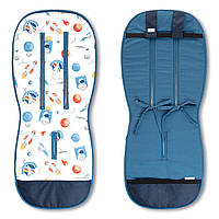 Дитячий універсальний двосторонній матрасик вкладиш у візочок  коляску із натуральних дихаючих тканин Космос / Синій