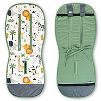 Дитячий універсальний двосторонній матрасик вкладиш у візочок  коляску із натуральних дихаючих тканин Африка / Зелений
