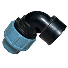 Кути затискні (коліна) з внутрішньою різзю для поліетиленової труби