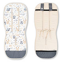 Дитячий універсальний двосторонній матрасик вкладиш у візочок  коляску із натуральних дихаючих тканин Звірятка Бежевий