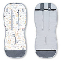 Дитячий універсальний двосторонній матрасик вкладиш у візочок  коляску із натуральних дихаючих тканин Звірятка Сірий
