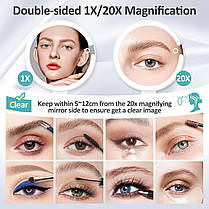 Дзеркало для макіяжу B Beauty Planet з 20-кратним збільшенням і підсвіткою, дзеркало для макіяжу з підсвіткою, фото 6