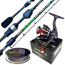 Набір спінінговий Feima Ultralight Pro: вудилище 1.80 м (ультралайт) + котушка 500 + плетений шнур X8 0.04 мм