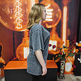 Жіноча сіра футболка принт довга, фото 2