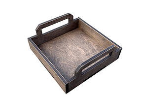 Підставка для хліба з квадратними ручками 15х15х5 см, коричнева, фото 2