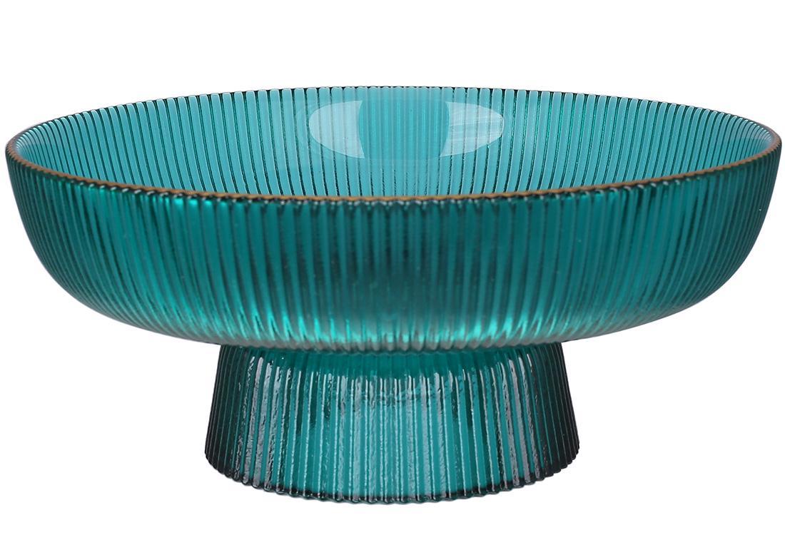 Фруктовниця скляна BonaDi Scandi на ніжці 20 см Смарагдово-зелений (992-049), фото 1